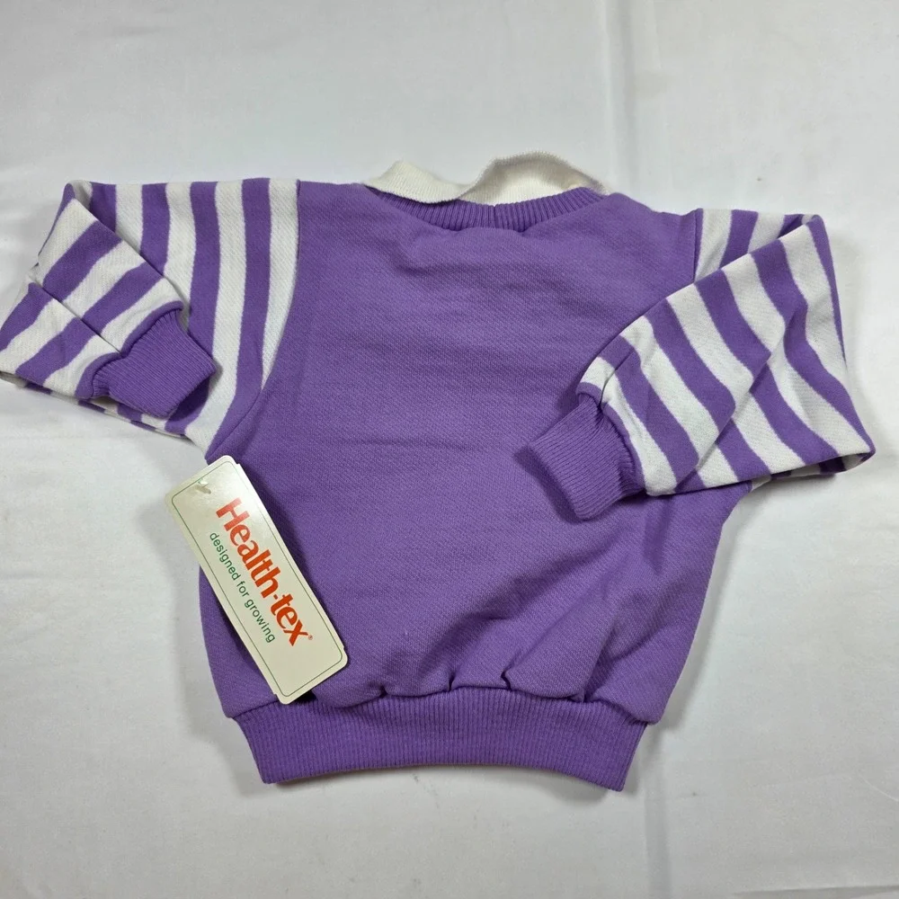 Vintage Health-tex Baby Biker Purple Striped Tracksuit Set 2T 03441 Made in USA